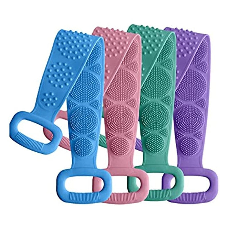 Silicone Back Scrubber Strap | Soft Exfoliating Body Wash Belt for Bath & Shower (Random Color)