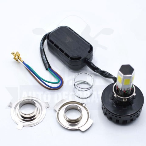 M6 LED Universal Headlight with Fan for All Bikes | universal fitting 3 function High/Low and flasher light