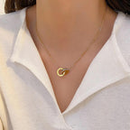 QCT-175 Roman Circle Stainless Steel Necklace – Elegant Jewellery, Stylish Accessory for Women