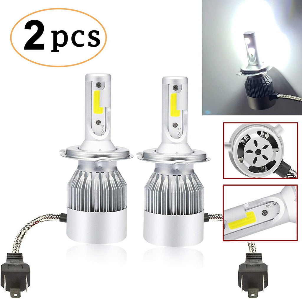 2PCS C6 H4 LED Headlight Bulbs – 72W 7600LM COB Car Headlights 6000K White High Brightness