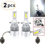 2PCS C6 H4 LED Headlight Bulbs – 72W 7600LM COB Car Headlights 6000K White High Brightness