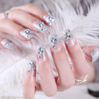 Multicolor 12 Pcs Stylish Artificial Nails Set For Fashionable Look And Easy Application (Random Design)