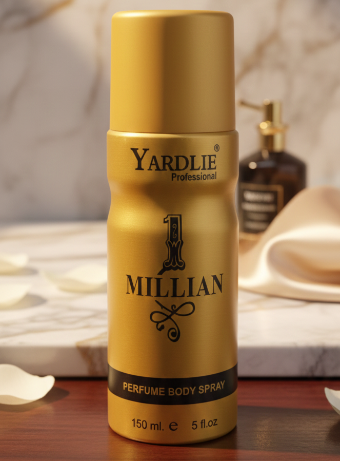 Yardlie Professional 1 MILLIAN Perfume Body Spray (150ml): High-Impact, Long-Lasting Fragrance for Men