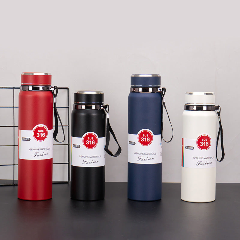 Premium Matte Stainless Steel Water Bottle 800ml 1000ml Leak Proof Double Wall Insulated Hot Cold Flask