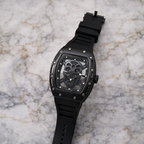 Skull Skeleton Matte Sport Watch – Luxury Metal Tonneau Style Wristwatch with Silicone Strap