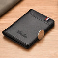 Slim Card Holder Wallet for Men with Cash Pocket, ID Window & Hidden Card Slot – Compact Pocket Size Design - Black