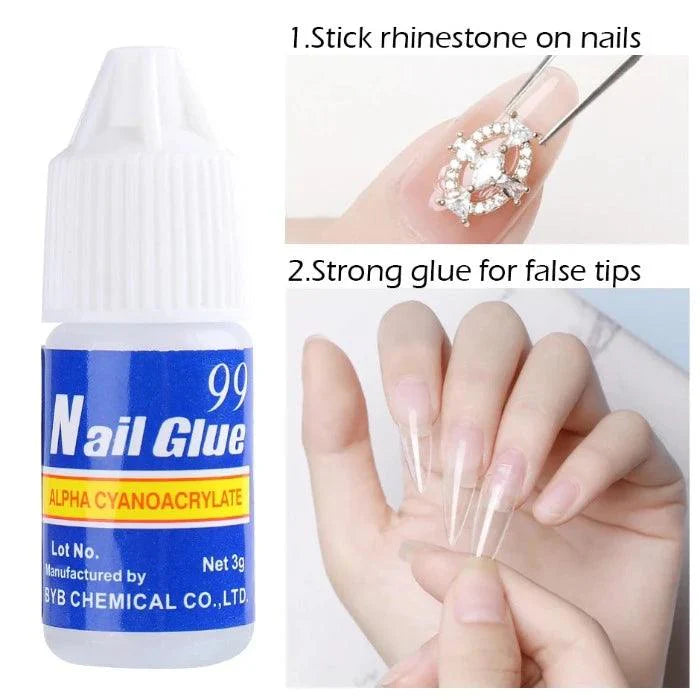 Pack of 5 – Strong Nail Glue for Nail Art, Decorations &amp; Artificial Nails – Quick-Drying Adhesive for Press-Ons, Nail Tips, Rhinestones &amp; DIY Manicure