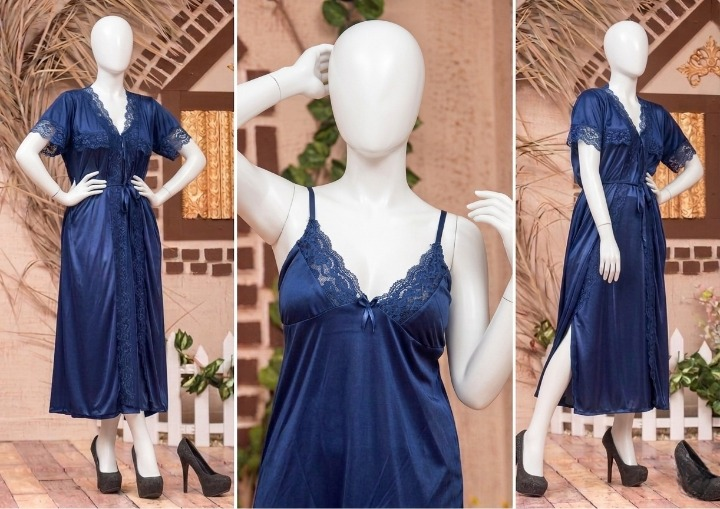 2 PCs Silk Splendor Satin Nightwear Set – Elegant & Comfortable Sleepwear SKU R-003 Free Size