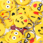Pack of 3 Assorted Round Emoji Reaction Keychains – Plastic Smiley Face Charms (Random Designs)