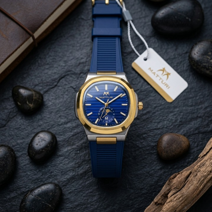Matturi Fashion Luxury Sports Wristwatch Gold Plated Case Silicone Rubber Strap Non Waterproof Without Box