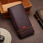Long Wallet Purse – Contrast Band Design with Card Slots & Zipper Pocket