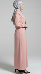 Stylish 2 Piece Set Long Frock Maxi Dress With Matching Zipper Jacket Premium Quality