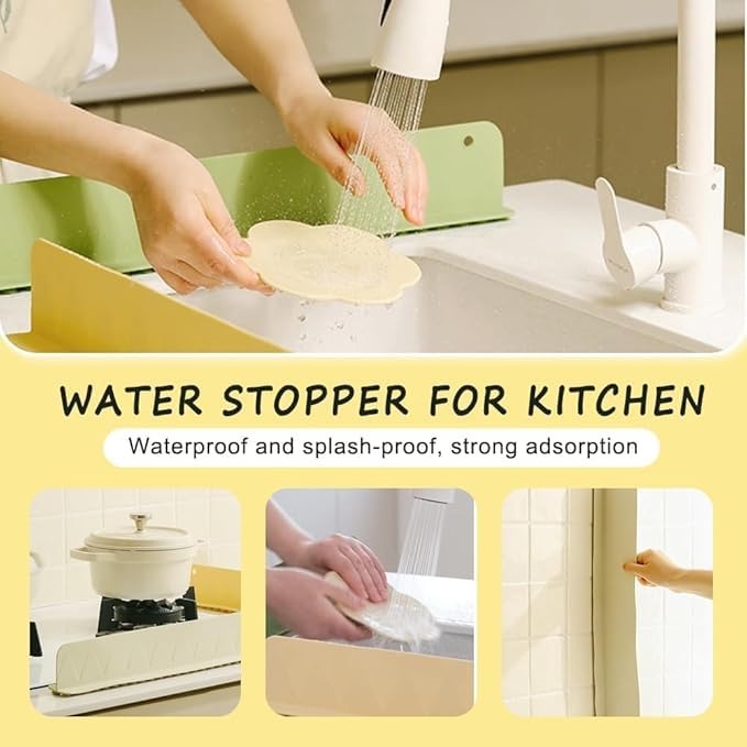 Silicone Sink Splash Guard – Anti-Spill Faucet Stopper, Flexible Oil-Proof Water Baffle Plate with Strong Suction Cups-Random Colour