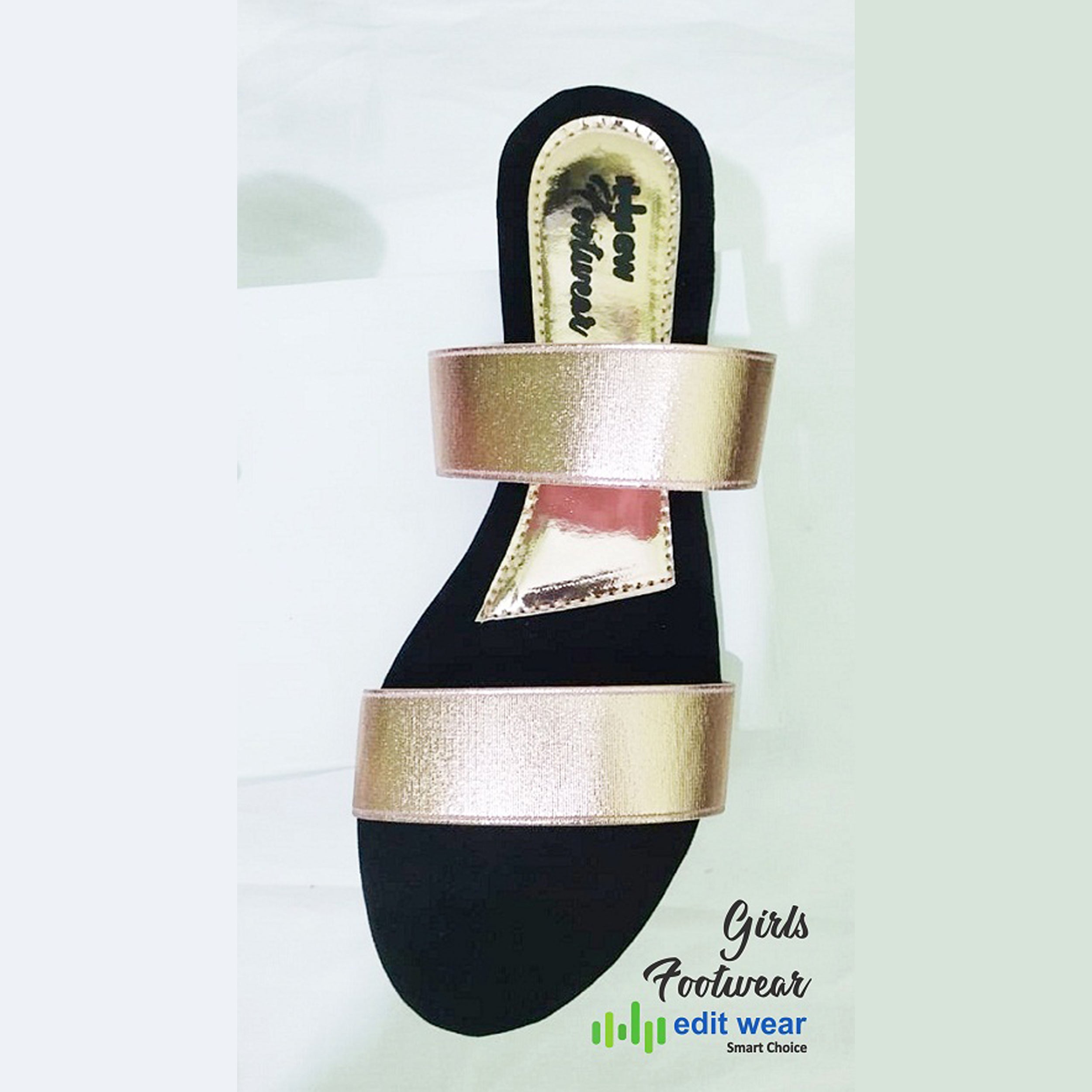 Ladies Casual & Party Wear Flat Slippers – Stylish Elastic Work Design | Comfortable Indoor & Outdoor Sandals for Women