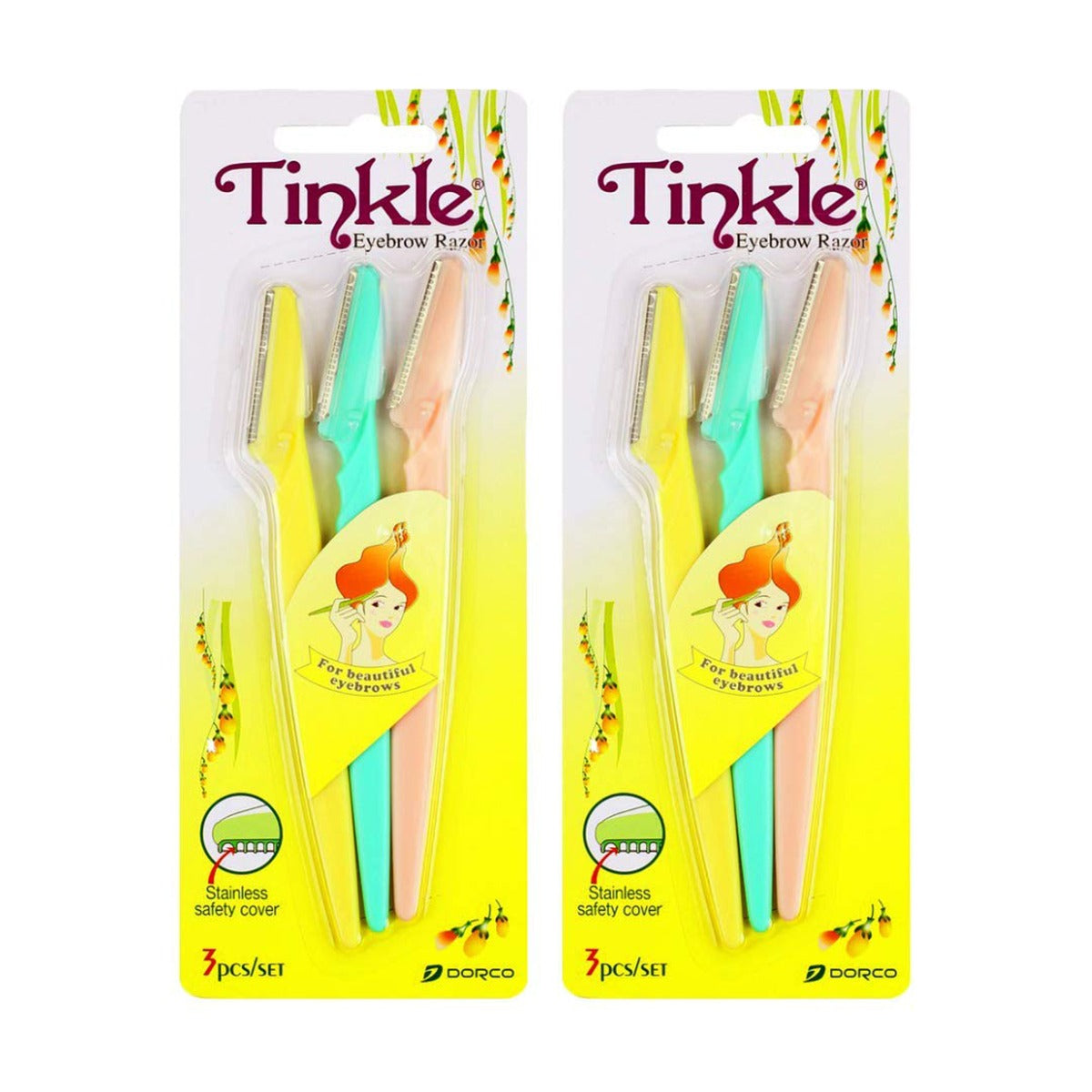Pack of 3 Tinkle Eyebrow & Facial Hair Razor for Women