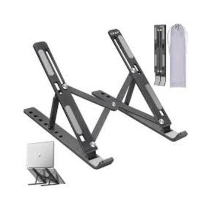 Metal Body Laptop Stand | Creative Folding Storage Bracket | Adjustable Portable Durable | 24×4.5cm Folded / 24×16.5cm Opened