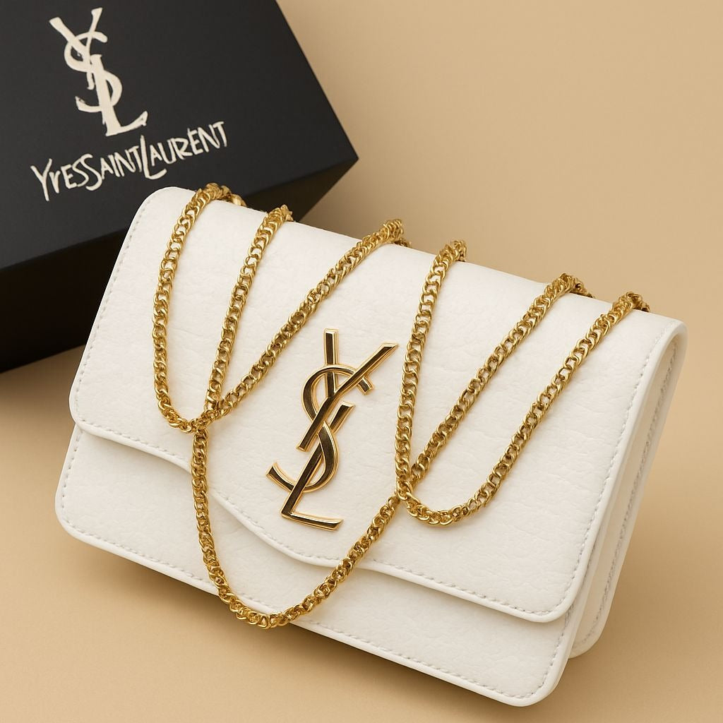 Premium Croc-Embossed Vegan Leather Crossbody Bag with Elegant Gold-Tone Chain Strap and Iconic Signature Hardware