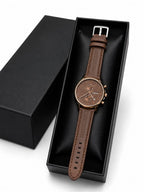 Beisheng Men's Leather Strap Watch  Perfect for formal and casual occasions - Brown