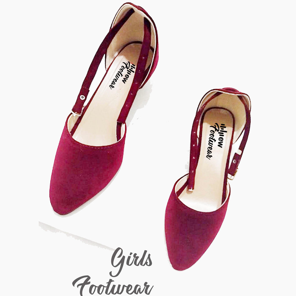 Stylish Velvet Heel Pump Shoes for Ladies – 2 Inch Elegant Party Wear Heels with box