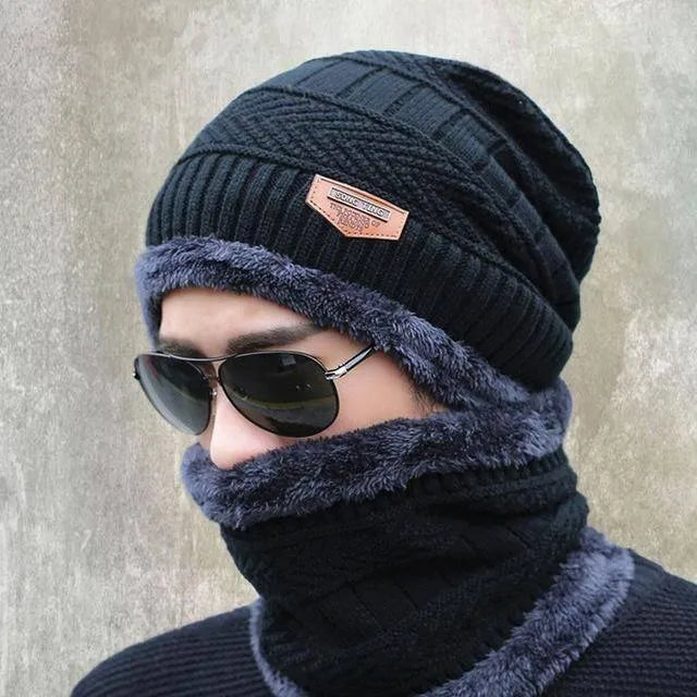 Head &amp; Neck Cap Beanies Combo - woolen winter beanie cap with neck warmer muffler for men and women