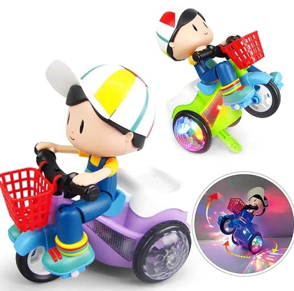 Musical Stunt Tricycle Toy Bike for Kids with 360° Rotation, 3D Flashing Lights, Music & Bump and Go Action