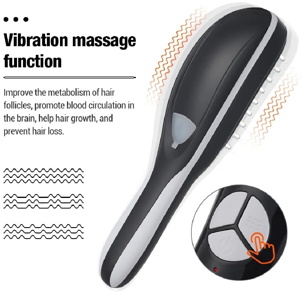 Rechargeable Electric Hair Growth Comb with Steam Spray & Red/Blue LED Therapy – Scalp Massage Anti Hair Fall Brush with 3 Vibration Modes