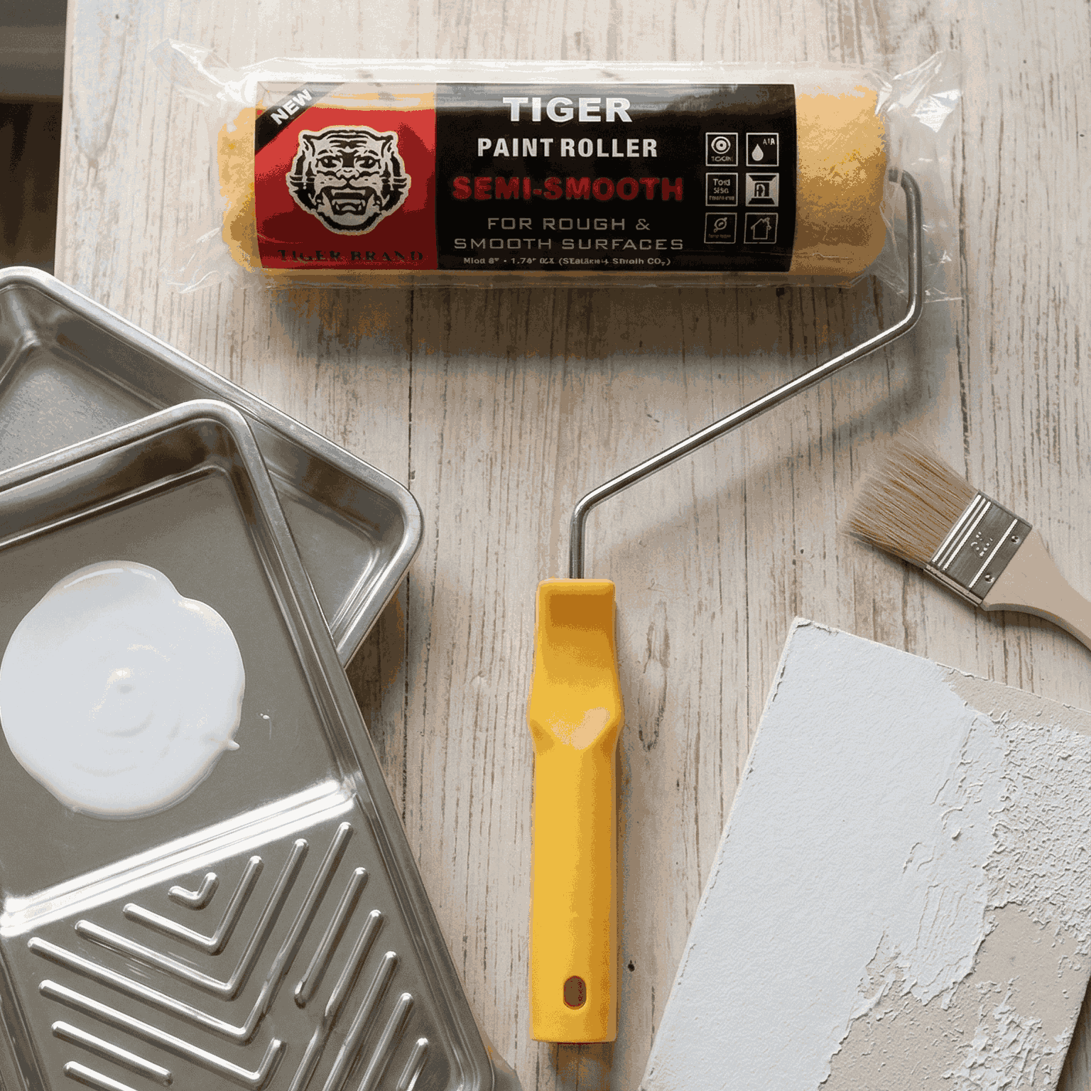 Tiger Professional Paint Roller – 9-Inch Semi-Smooth Roller with Handle – Heavy-Duty Wall Painting Tool for Rough & Smooth Surfaces – DIY & Contractor Grade