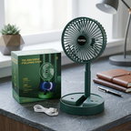 Super Telescopic Folding Fan – Portable USB Rechargeable Desk Fan with 180° Adjustable Air Supply