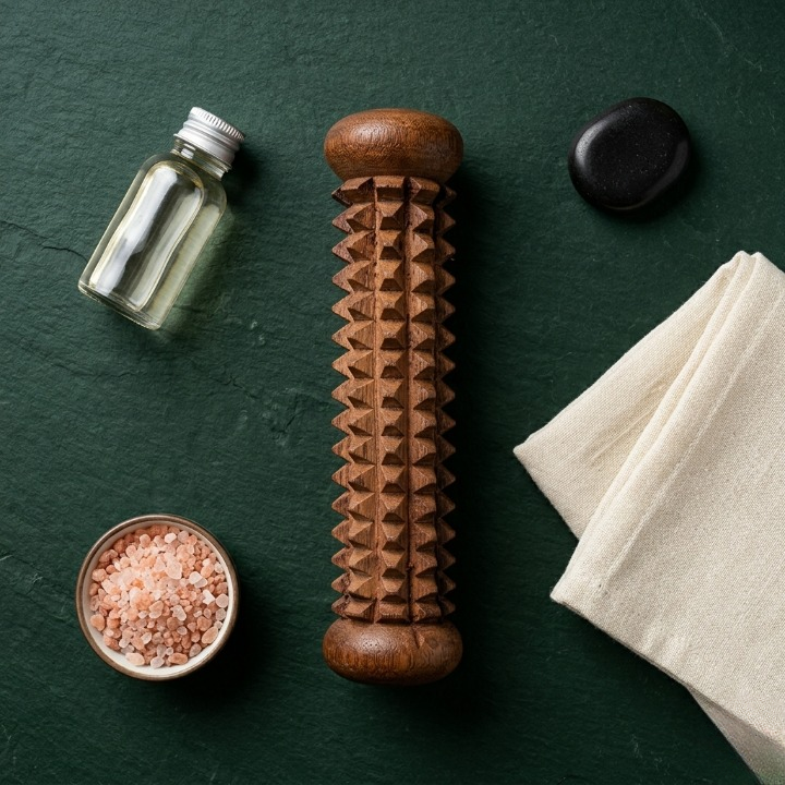 Handcrafted Wooden Palm Massager – Reflexology & Acupressure Hand Roller