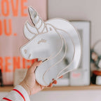 Acrylic Mirror Unicorn Wall Decoration – Shatterproof Silver Mirror & Wood 3D Wall Art Sticker Decal for Kids Room (25 x 29)