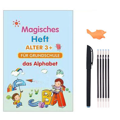Pack Of 4 Pcs With 10 Refill Copybooks Pen Magic Copy Book Free Wiping Children's Kid Writing Sticker Practice Copybook For Calligraphy