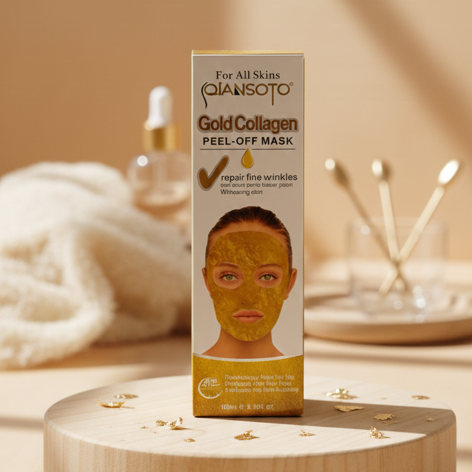 Qiansoto Gold Collagen Peel-Off Facial Mask – Anti-Aging & Skin Brightening Treatment (100ml)