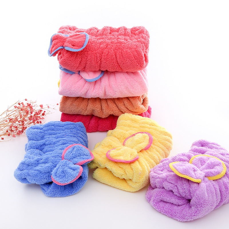 Soft Microfiber Flower Cap Towel for Women – Quick Dry Hair Wrap with Cute Bow Design, Super Absorbent Shower & Bath Turban for Smooth, Frizz-Free Hair (Random Color)