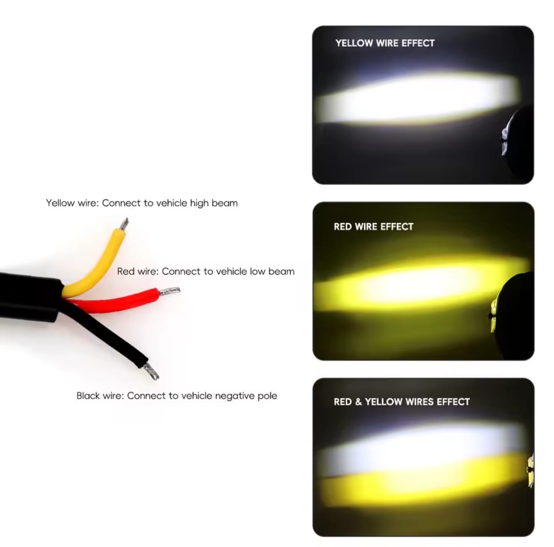 Universal Motorcycle LED Helmet-Style Spotlight – Dual Lens 2-Mode (White & Yellow) Fog Light Signal Lamp