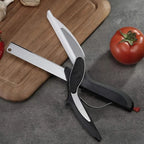 New Smart Clever Cutter Scissor 2 In 1 Cutting Board Utility Cutter Stainless Steel Outdoor Vegetable Knife Multi Function