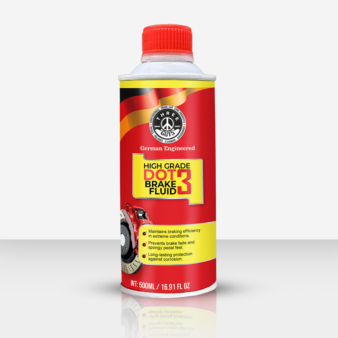 THREE GUYS High Grade Brake Fluid DOT 3 – German Engineered | Heavy-Duty, Non-Petroleum Based 200ML , 355 ML & 500 ML
