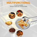2 IN 1 FRYING TONG | Imported Small Multi-functional 2 in 1 Fry Tool Filter Spoon Strainer With Clip, Oil Frying BBQ Filter Stainless Steel Mesh
