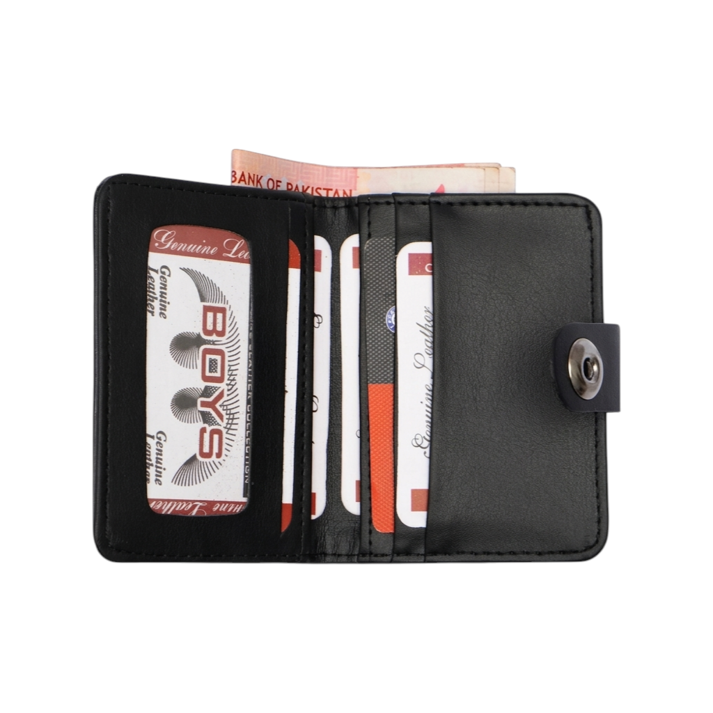 Magnetic Button Card Wallet for Men & Women – Mini Wallet with Snap Closure, Card Holder, Cash Pocket