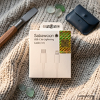Sabawoon USB-C To Lightning Cable | 1m White Fast Charging & Data Transfer Cord