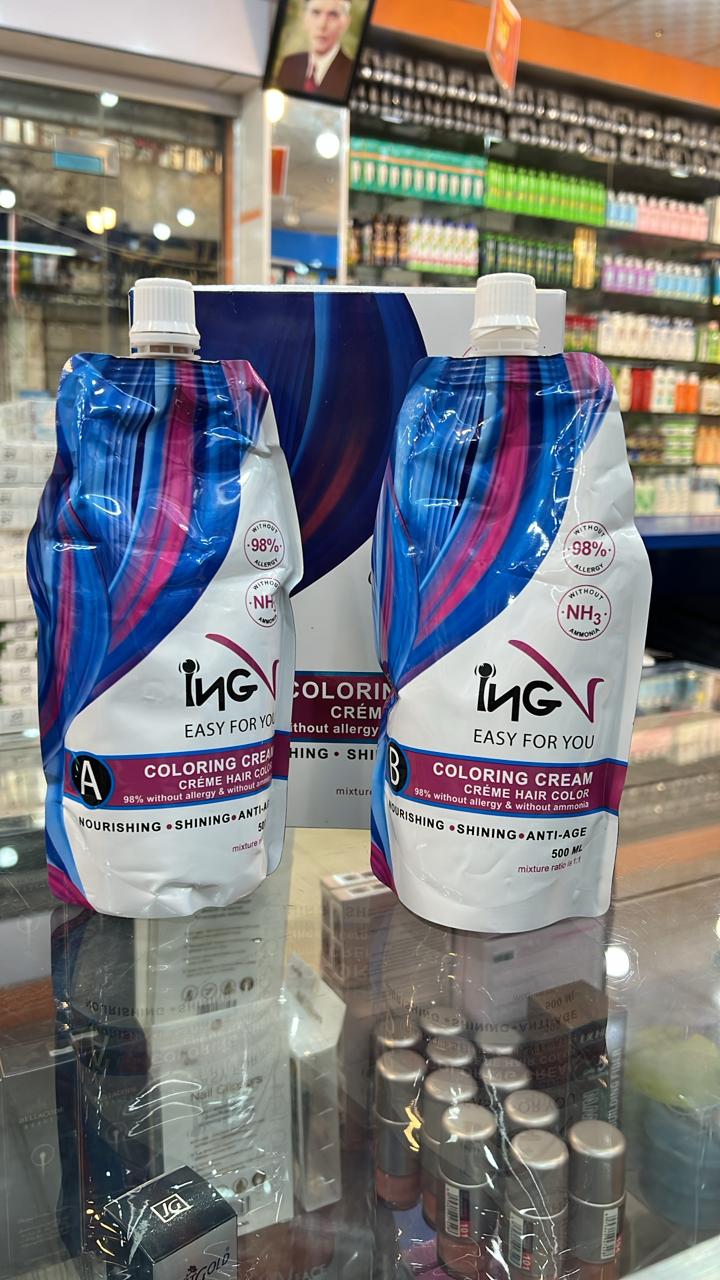 INGV Hair Color Cream 1000ml (500ml + 500ml) – Salon-Quality Hair Dye, Rich Pigment, Long-Lasting Color, Smooth Application & Professional Results