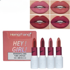 HengFang Hey Girl Mini Velvet Matte Lipstick Set | High Pigment Long-Lasting Lip Color | Pack of 4 Shades