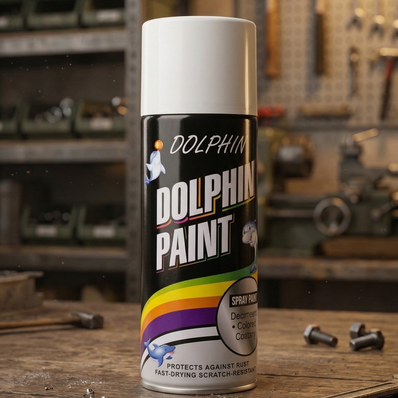 Dolphin Multi-Purpose Spray Paint – Fast-Drying, Anti-Rust & Scratch Resistant – High-Gloss Finish for Metal, Wood, Plastic & Automotive – 300ml