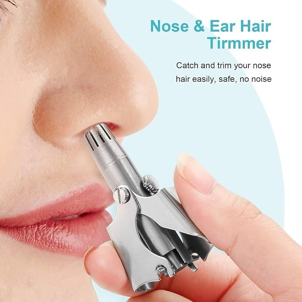 Manual Nose & Ear Hair Trimmer – Stainless Steel Precision Trimming Tool for Safe and Painless Grooming