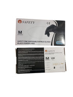 Safety Fine Black Nitrile Gloves – Powder-Free, Disposable – Box of 100