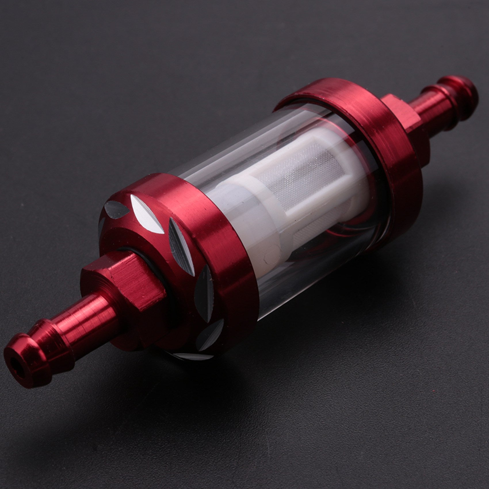 Universal Aluminum Glass Motorcycle Oil Filter – Transparent Reusable Inline Oil Filter for Motorbikes (Random Color)