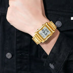 Skmei Men’s Digital Square Watch – Stainless Steel Chain, Quartz Movement, Without box