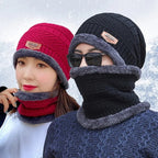 Winter Beanie Hat For Men Fleece Scarf Women Knitted Hat Warm Cap Thick Wool Neck Warmer Scarf Balaclava Mask Skullies Beanies (Random Color)
