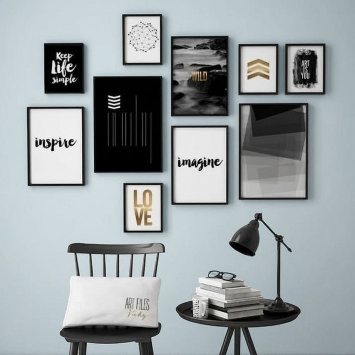 Motivational Wooden Wall Art Frame Set of 10 | Inspirational Quotes & Modern Decor Frames in Multi Sizes for Home, Office & Study Room Decoration