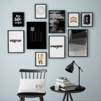 Motivational Wooden Wall Art Frame Set of 10 | Inspirational Quotes & Modern Decor Frames in Multi Sizes for Home, Office & Study Room Decoration