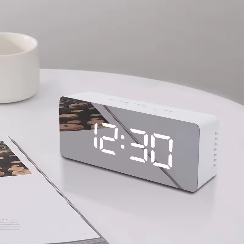 Digital LED Mirror Alarm Clock Modern Display With Time Temperature And Daily Use Convenience (Random Color)